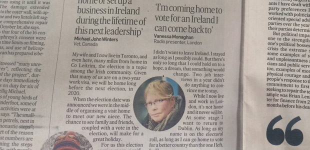 Will Emigrants come #HometoVote ? – I’m  in The Irish Times
